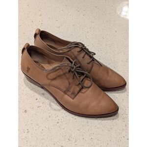 Frye Women's Reese Dress Oxfords Leather Lace Up 7.5 M Beige Tan Low Heel Shoes‎